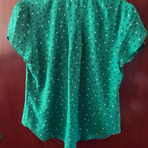 41 Hawthorne Blouse Flutter Sleeve Small Ruffle Collar V-Neck Polka Dot Like New - Picture 5 of 7